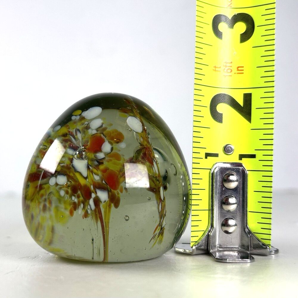 Art Glass Paperweight Floral Multicolored Handmade Small 2 Inches - Picture 3 of 3